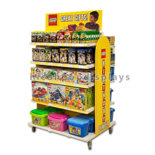 Productos para niños Tienda Estante de exhibición de juguetes de madera de vinilo de metal de 5 capas independiente móvil de 4 ruedas